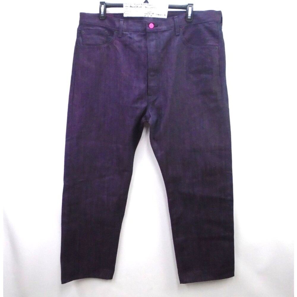 Very Rare Levi's 501 Shrink To Fit Jeans Black Neon Pink Raw Denim 42 (44x31)